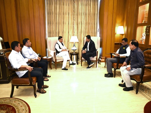 Assam Chief Minister Himanta Biswa Sarma chairing a meeting with Jeet Adani, Director Adani Ports (Images: CMO)