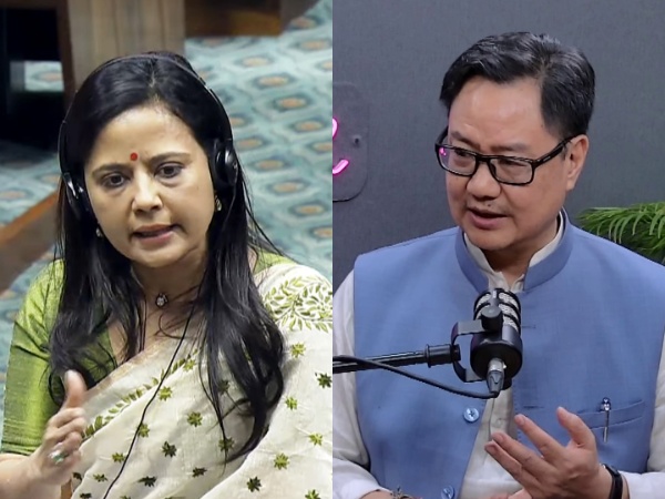 TMC MP Mahua Moitra and Union Minister Kiren Rijiju (Photo/ANI)