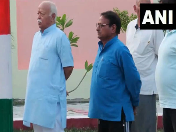 RSS Chief Mohan Bhagwat at RSS's Kanpur branch (Photo/ ANI). 