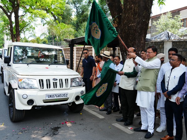 Uttarakhand CM Dhami flags off 23 Bolero camper vehicles for forest and wildlife protection (Photo/ANI) 