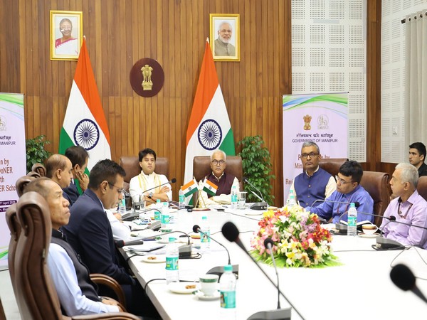 Union Minister Jyotiraditya Scindia holds review meeting. (Photo/ANI)