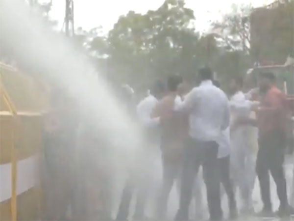 Police using water cannons to disperse protestors (Photo/ANI) 