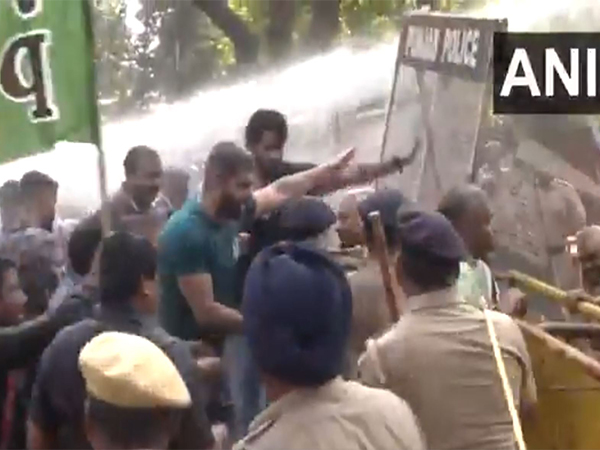Bharatiya Janata Yuva Morcha (BJYM) workers staged a protest (Photo/ANI)