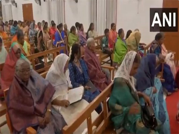Visuals of devotees at CSI Imannuel Church in Chennai, Tamil Nadu (Photo/ANI) 
