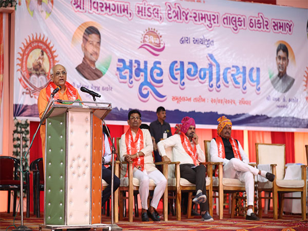 Gujarat CM Bhupendra Patel attends 21st Samooh Lagnotsav (Photo/ANI) 