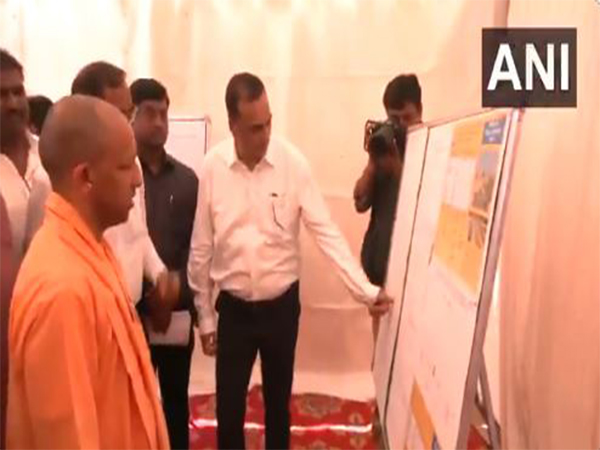 CM Yogi Adityanath inspects the Herbert Bandha Four-Lane Road project in Gorakhpur (Photo/ANI)