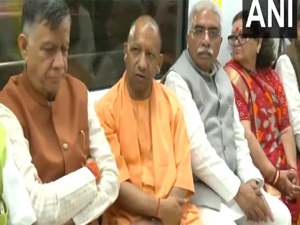 Uttar Pradesh Chief Minister Yogi Adityanath takes metro ride from  Nayaganj to Rawatpur in Kanpur (Photo/ANI)