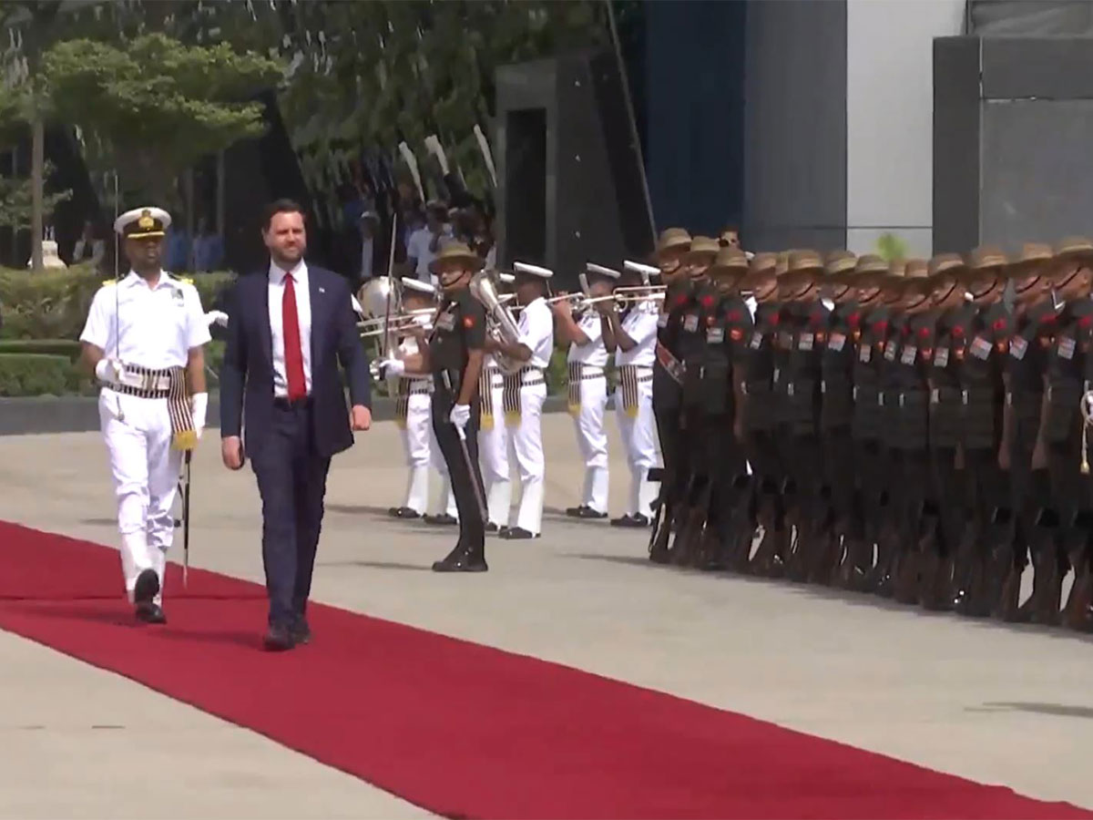 US Vice President JD Vance receives Guard of Honour on arrival in India (Photo/ANI)