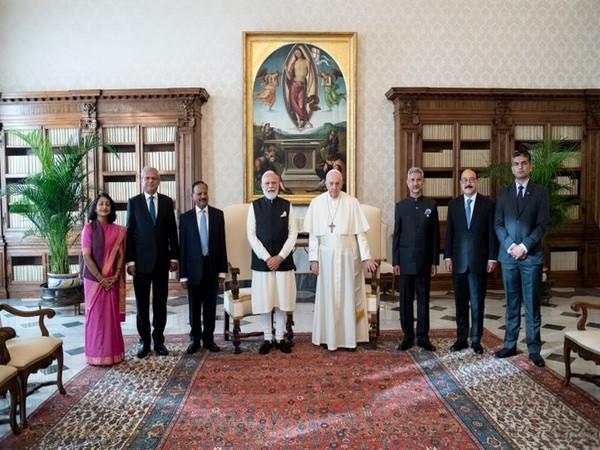 Prime Minister Narendra Modi, External Affairs Minister S Jaishankar, and other Indian officials meet Pope Francis. (Photo/X@DrSJaishankar)