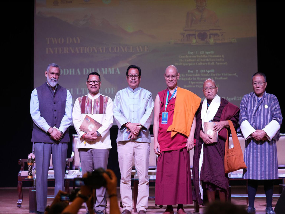Deputy Chief Minister of Arunachal Pradesh Chowna Mein at  Buddhist festival (Photo/ANI)