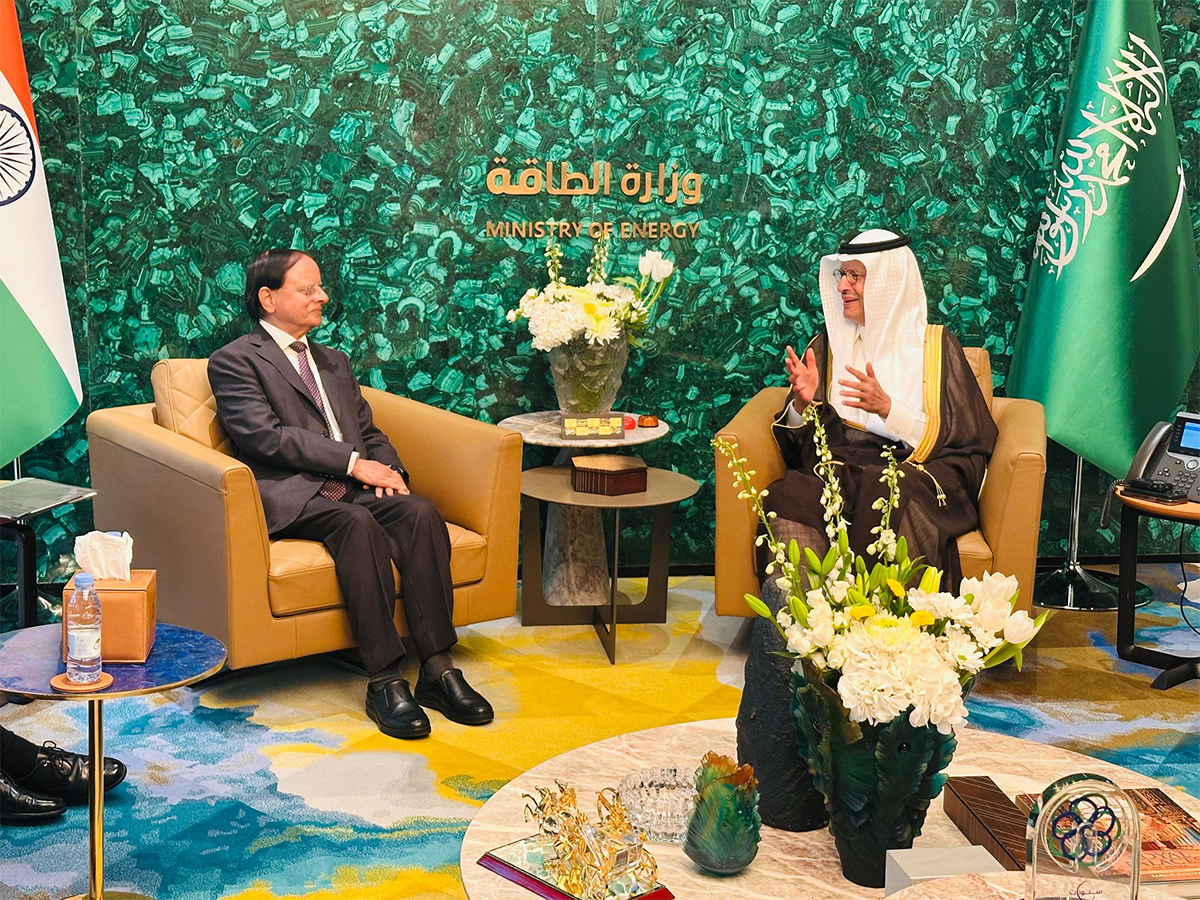 P K Mishra, Principal Secretary to the PM and Prince Abdulaziz bin Salman, Saudi Arabia’s Minister of Energy (Photo/X@IndianEmbRiyadh)