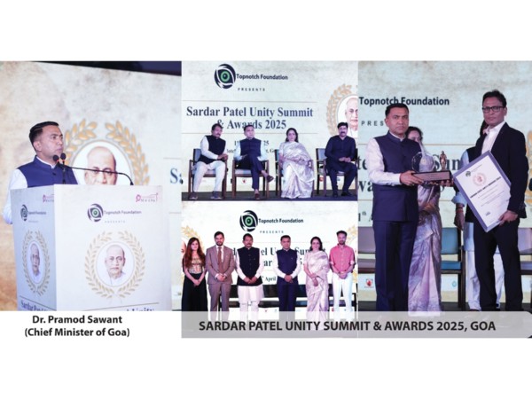 Dignitaries and Awardees at the Sardar Patel Unity Summit & Awards 2025 held at Hotel Marriott Resort, Goa.