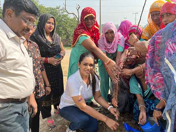 Dr. Payal Kanodia, Chairperson & Trustee, M3M Foundation plants saplings as part of her ongoing commitment to environment protection and sustainability