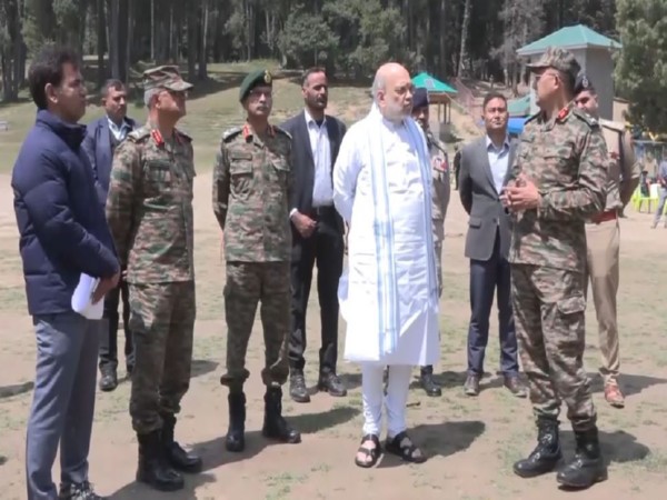 Union Home Minister Amit Shah reviews security situation at Pahalgam terror site. (Photo/ANI)