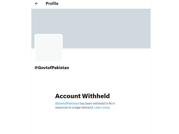 Pakistan government's X handle withheld in India following Pahalgam attack (Photo/ANI)