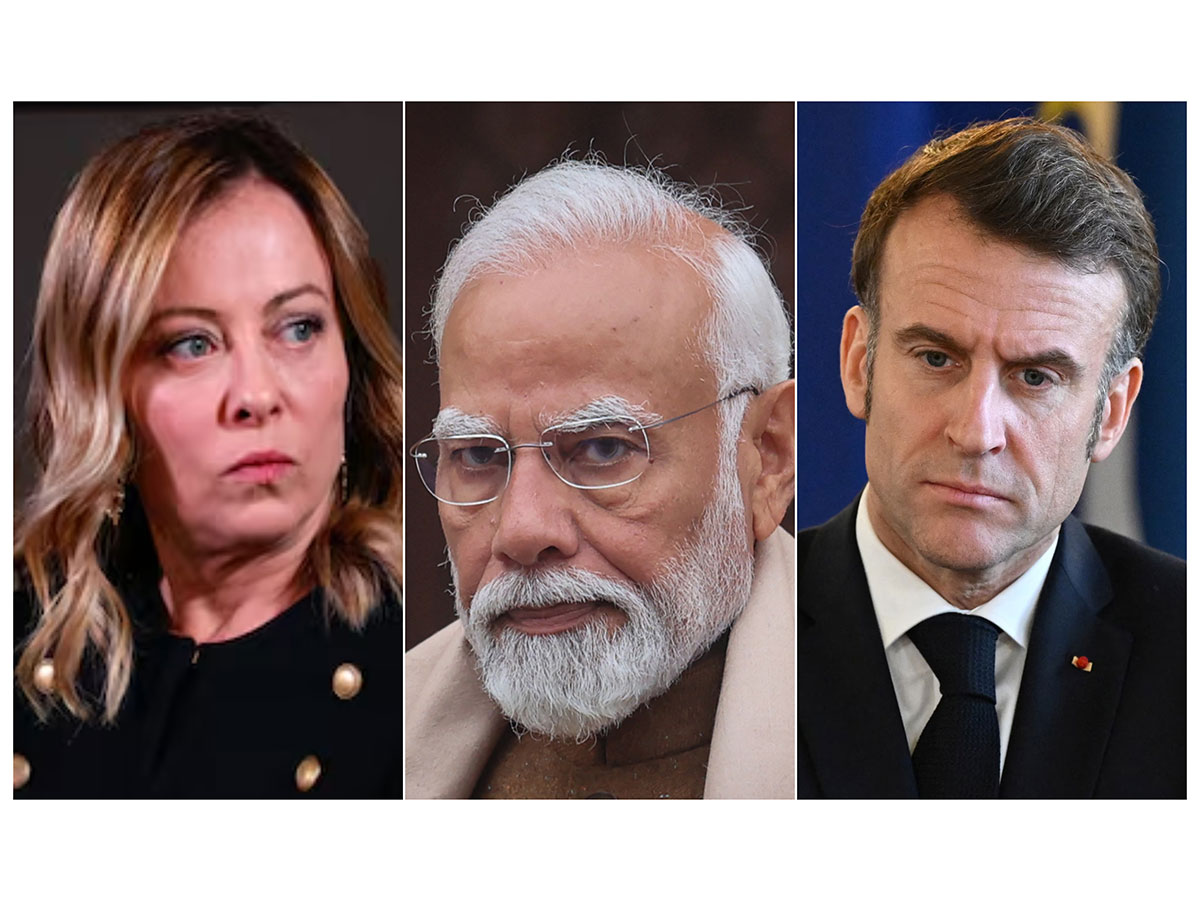 Italian PM Giorgia Meloni, PM Narendra Modi, French President Emmanuel Macron (Photo/Reuters)