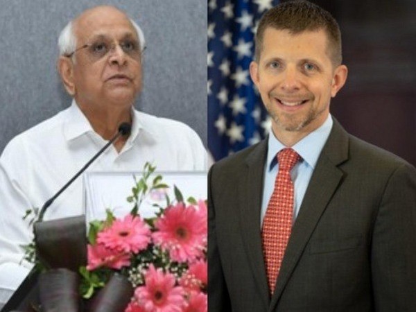 Gujarat Chief Minister Bhupendra Patel and Consul General of the United States in Mumbai, Mike Hankey. (File photo/ANI)