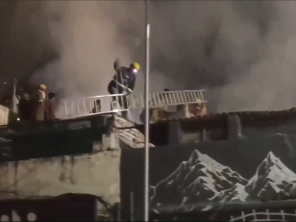 A fire broke out in a building near Hazratganj metro station (Photo/ANI)