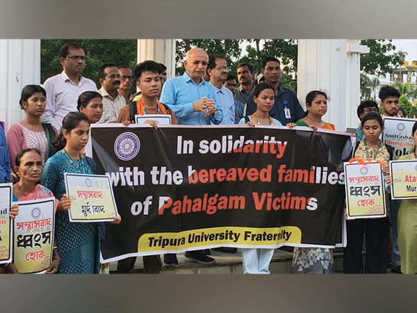 Tripura University holds peace rally on Friday. (Photo/ANI)
