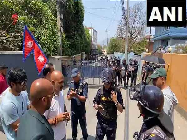 Protesters in Kathmandu condemn Pahalgam terror attack near Pakistan Embassy. (Photo: ANI)