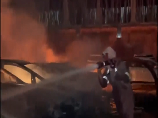 Fire broke out at a car showroom in Ghaziabad (Photo/ANI)