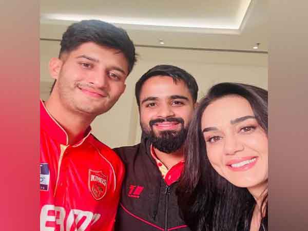 Preity Zinta with PBKS players  Prabhsimran Singh and Priyansh Arya  (Image source: Preity's Instagram)