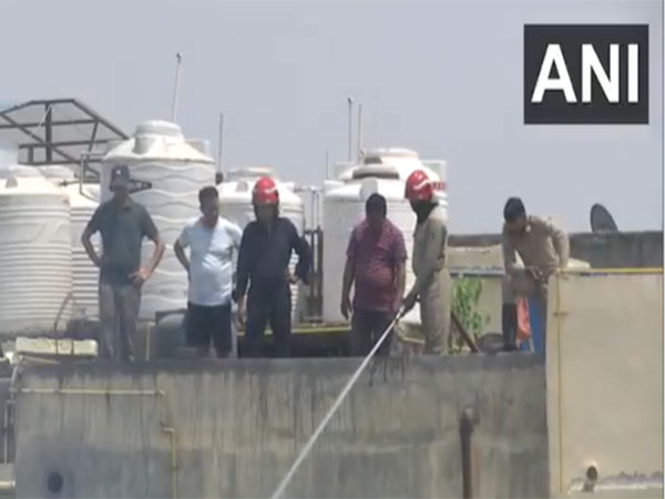 Firefighting operations at Jhuggi in Rohini (Photo/ANI)