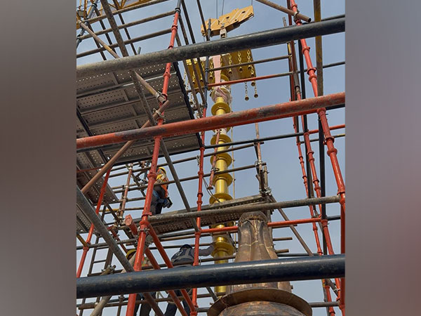 Flag pole installed at main peak of Shri Ram Janmabhoomi temple (Photo: @ShriRamTeerth/X)