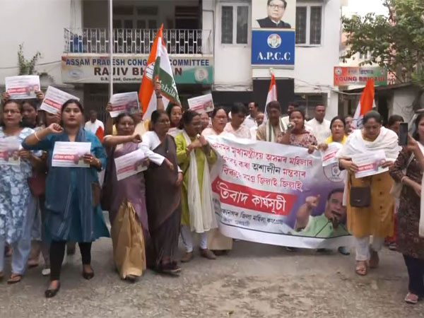 Assam Mahila Congress stage protest against CM Himanta Biswa Sarma (Photo/ANI)