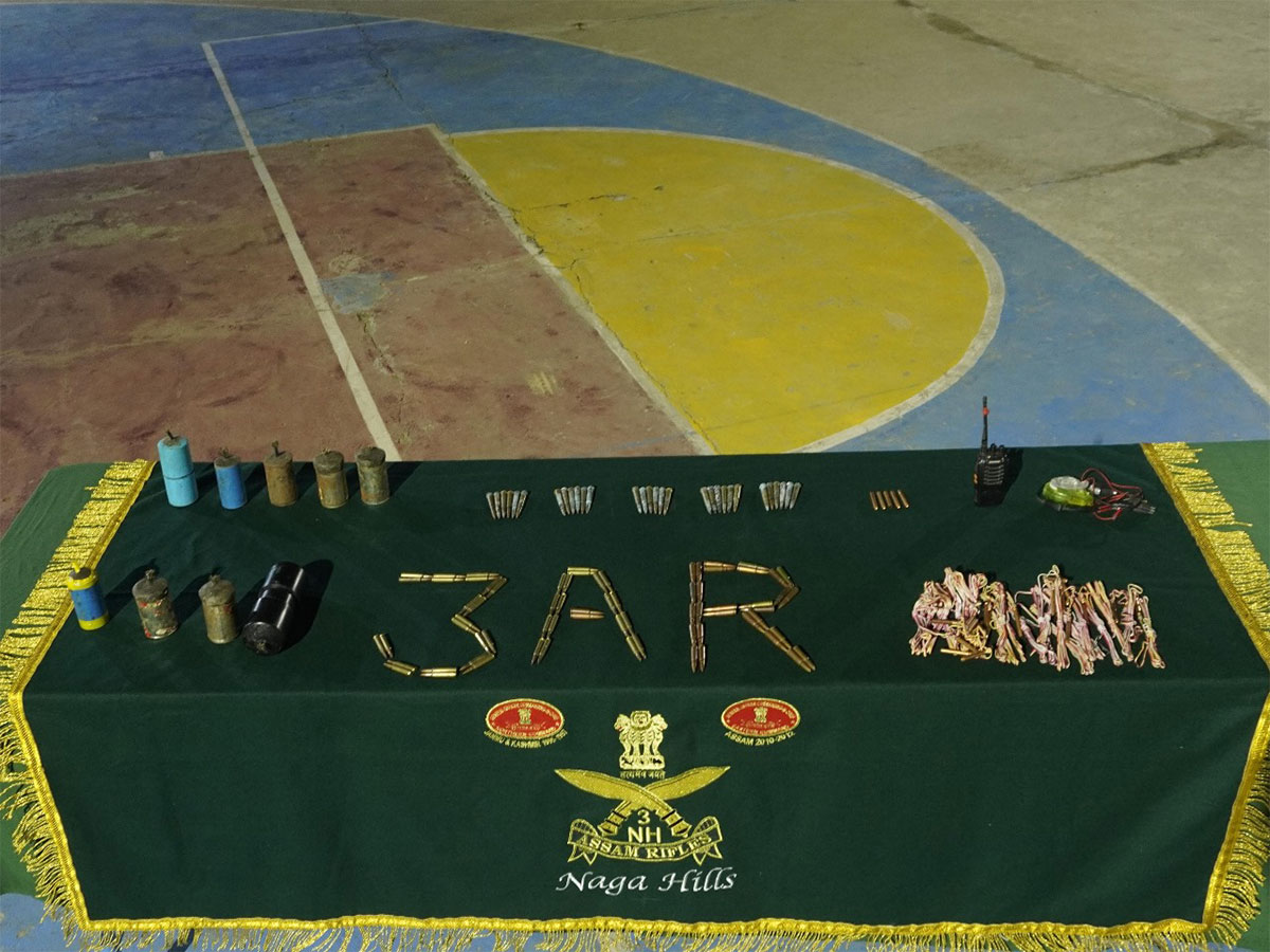 Visuals of Arms, ammunition seized by Manipur police during search operation in Tengnoupal district  (Photo/X@manipur_police)