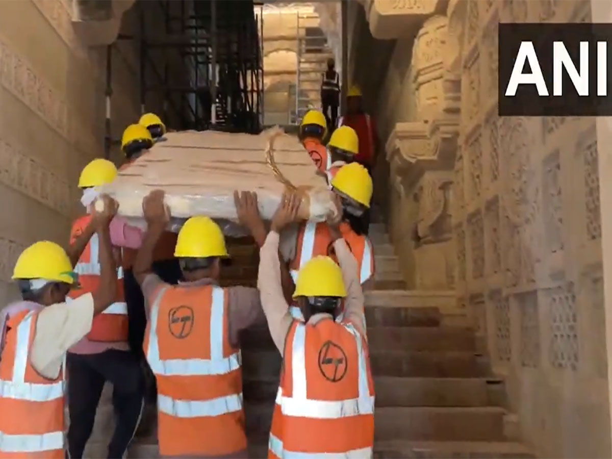 Ram Darbar construction underway at Ram Temple in Ayodhya, Uttar Pradesh (Photo/ANI)