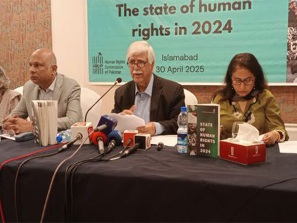 HRCP Chairperson Asad Iqbal Butt, HRCP co-chair Munizae Jahangir and former HRCP chairperson Hina Jilani at the launch of HRCP’s annual report (Image Credit: X/@HRCP87)