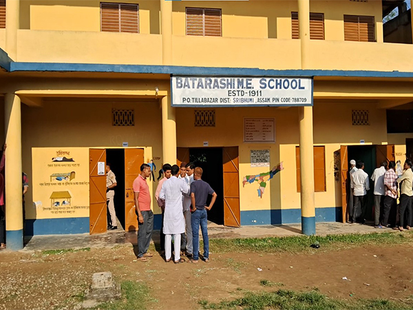 Visuals from a polling station in Assam's Sribhumi district (Photo/ANI)