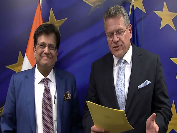 Union Minister Piyush Goyal with Maroš Šefčovič, the European Commissioner for Trade and Economic Security (Photo X@PiyushGoyal)