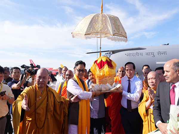 Holy relics of Lord Buddha from Sarnath arrive in Vietnam. (Photo/X@RijijuOffice)