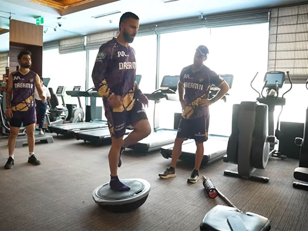 Kolkata Knight Riders player Ramandeep Singh training in gym (Image: KKR media)