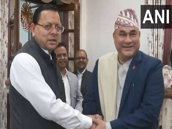 Nepal’s Far West Province delegation meets Uttarakhand CM Pushkar Singh Dhami (Photo/ANI)