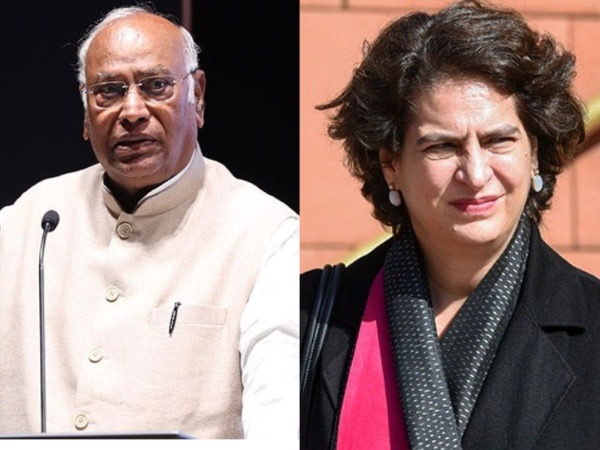 Congress President Mallikarjun Kharge and Congress leader Priyanka Gandhi Vadra (Photo/ANI)