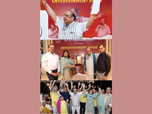 Dr. Rajainderr Jaina at “Sing Today, Smile Today” event honoring his mother and Manoj Kumar in Delhi.