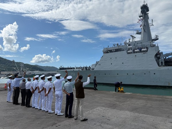 INS Sunayna departs Port Victoria, Seychelles on May 2 for the final leg of its Indian Ocean mission. (Photo: Indian Navy)