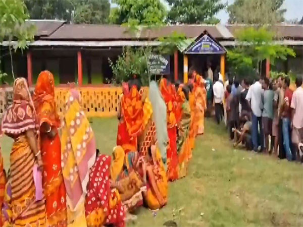 Visuals from a polling station in Sribhumi, Assam.(Photo/ANI) 