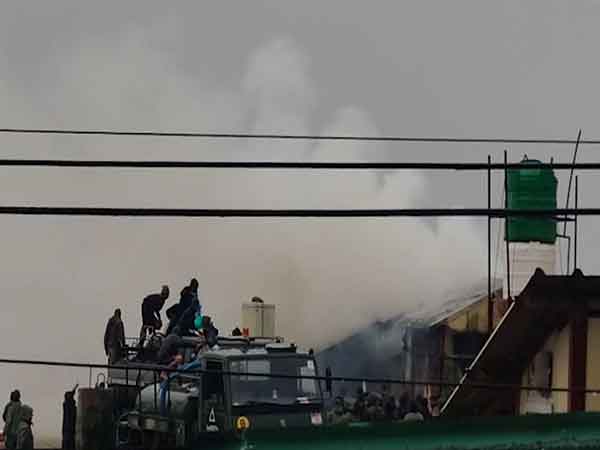 Fire breaks out at Army camp near Degree College in Leh (Photo/ANI) 