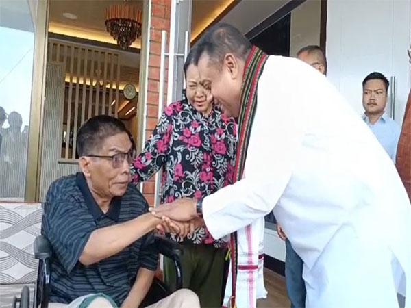 BJP leader Sambit Patra meeting  Vungzagin Valte. (Photo/ANI)