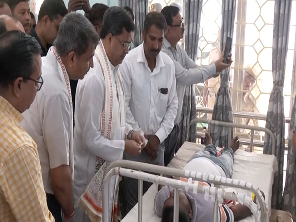 Tripura CM Manik Saha at blood donation camp in Pragna Bhavan in Agartala, Tripura (Photo/ANI)