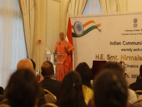 Union Minister Nirmala Sitharaman, addressing Indian diaspora in Milan, Italy. (Photo/X@nsitharamanoffc) 