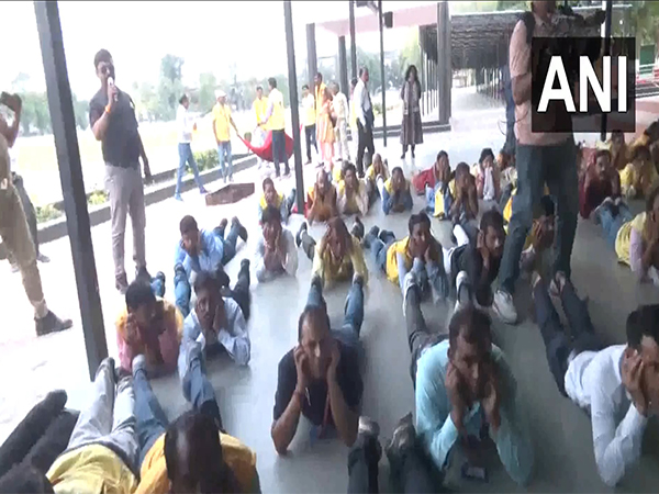 Visuals from the mock drill in Lucknow's police lines (Photo/ANI)