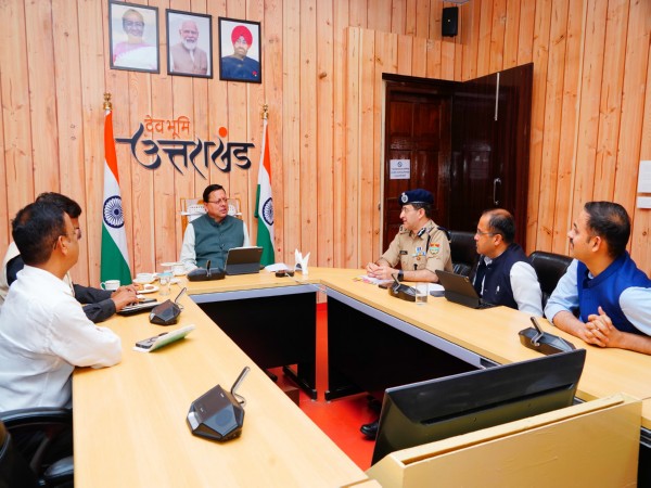 CM Pushkar Singh Dhami held a meeting with senior officials at the CM residence. (Photo/ANI)