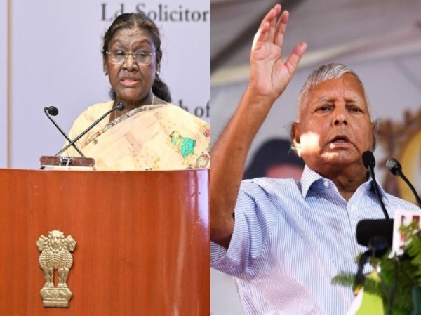  President Droupadi Murmu (L), Former Railway Union Minister Lalu Prasad Yadav (Photo/ANI)