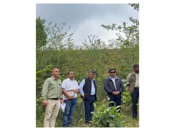 Meghalaya Chief Minister Conrad K Sangma visiting  Miyawaki forest site at Mawsharoh (Photo/ANI) 