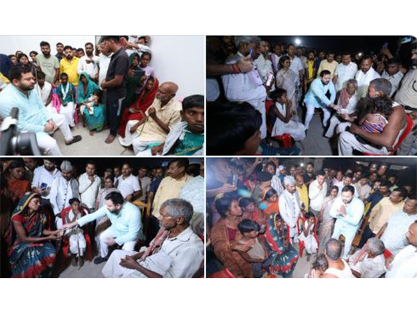 Tejashwi Yadav consoles bereaved families in Purnia after the Katihar road accident (Photo/@yadavtejashwi)
